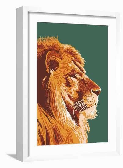 Lion Up Close-Lantern Press-Framed Art Print