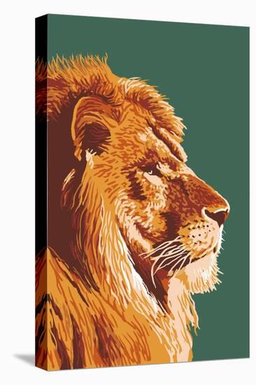 Lion Up Close-Lantern Press-Stretched Canvas