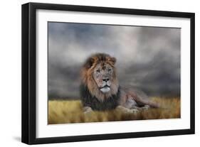 Lion Waiting for the Storm-Jai Johnson-Framed Giclee Print