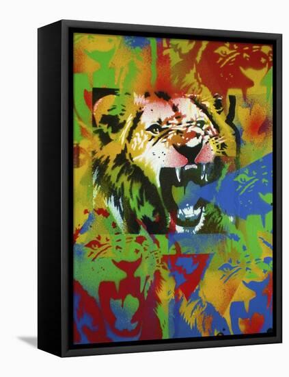 Lion-Abstract Graffiti-Framed Stretched Canvas