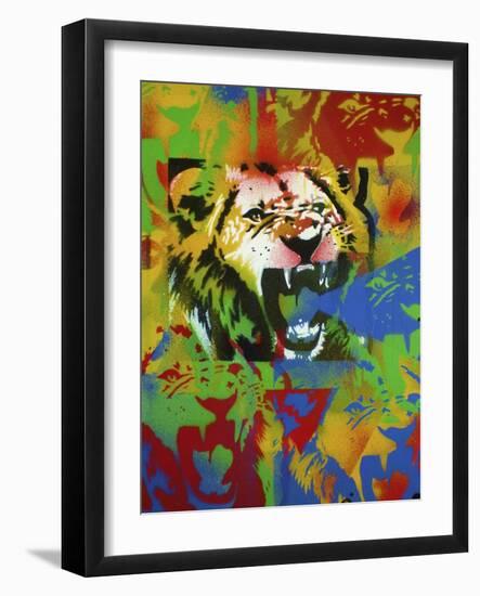 Lion-Abstract Graffiti-Framed Giclee Print