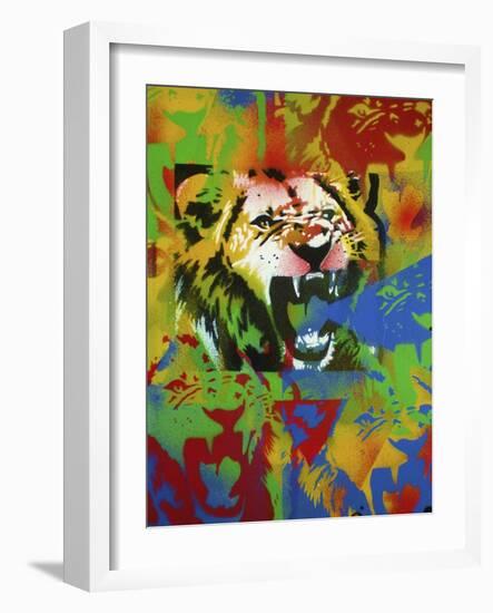 Lion-Abstract Graffiti-Framed Giclee Print