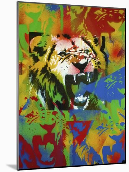 Lion-Abstract Graffiti-Mounted Giclee Print