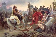 Gallic Chief Vercingetorix Throws His Sword at Feet of Julius Caesar, 46 BC-Lionel Noel Royer-Art Print