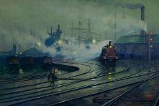 Train at Night C.1890-Lionel Walden-Stretched Canvas