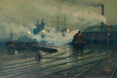 Train at Night C.1890-Lionel Walden-Stretched Canvas