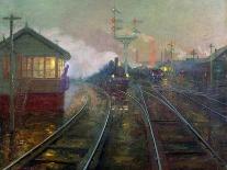 Train at Night C.1890-Lionel Walden-Stretched Canvas