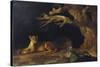 Lioness and Cave-George Stubbs-Stretched Canvas