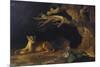 Lioness and Cave-George Stubbs-Mounted Giclee Print