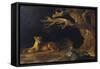 Lioness and Lion in a Cave-George Stubbs-Framed Stretched Canvas