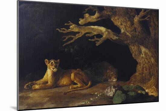 Lioness and Lion in a Cave-George Stubbs-Mounted Giclee Print