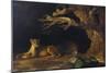 Lioness and Lion in a Cave-George Stubbs-Mounted Giclee Print