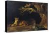 Lioness and Lion in a Cave-George Stubbs-Stretched Canvas