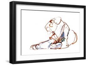 Lioness Lines, 2021, (mixed media on paper)-Mark Adlington-Framed Giclee Print