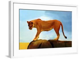 Lioness On A Rock 1-Ata Alishahi-Framed Giclee Print