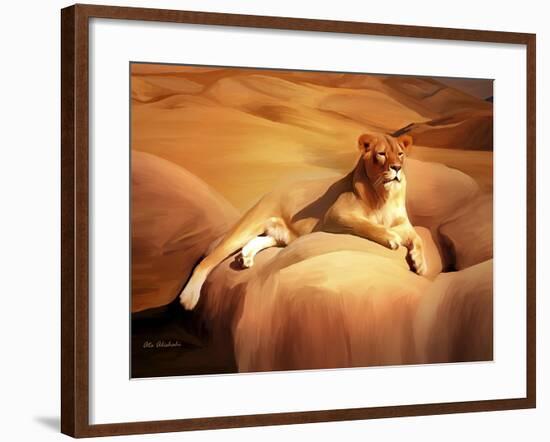 Lioness On A Rock 2-Ata Alishahi-Framed Giclee Print