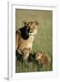 Lioness Sitting with Cubs-Paul Souders-Framed Photographic Print