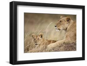 Lioness with Cub in Masai Mara National Reserve-Paul Souders-Framed Photographic Print