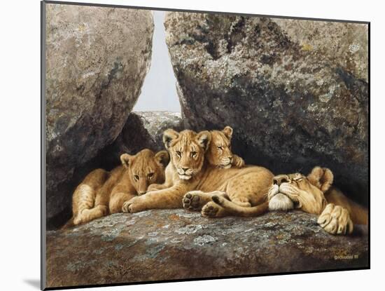 Lioness with Cubs-Harro Maass-Mounted Giclee Print