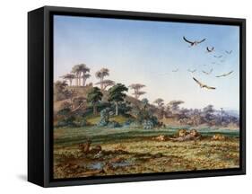 Lions and Dead Quagga-Thomas Baines-Framed Stretched Canvas