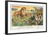 Lions and Tiger-null-Framed Art Print