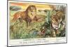 Lions and Tiger-null-Mounted Art Print