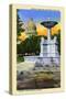 Lions Fountain-Curt Teich & Company-Stretched Canvas