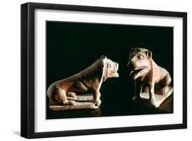 Lions, from Kerkouane, Tunisia, 3rd Century Bc-null-Framed Photographic Print