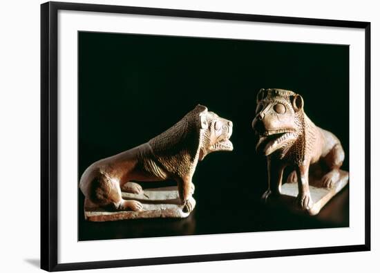 Lions, from Kerkouane, Tunisia, 3rd Century Bc-null-Framed Photographic Print