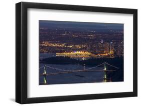 Lions Gate Bridge and downtown cityscape, Vancouver, British Columbia, Canada-Chuck Haney-Framed Photographic Print
