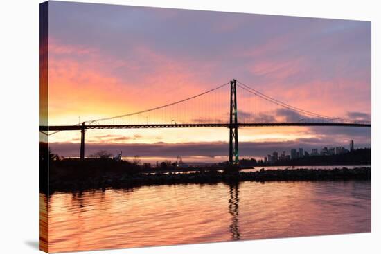 Lions Gate Bridge and Downtown Vancouver at Sunrise-lijuan-Stretched Canvas