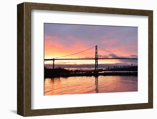 Lions Gate Bridge and Downtown Vancouver at Sunrise-lijuan-Framed Photographic Print