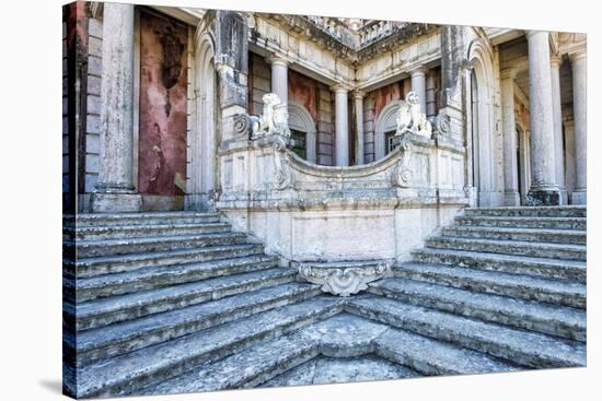 Lions Staircase, Royal Summer Palace of Queluz, Lisbon, Portugal, Europe-G and M Therin-Weise-Stretched Canvas