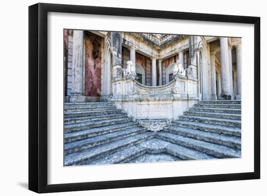 Lions Staircase, Royal Summer Palace of Queluz, Lisbon, Portugal, Europe-G and M Therin-Weise-Framed Photographic Print