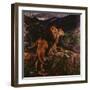 Lions Stalking-Geza Vastagh-Framed Giclee Print