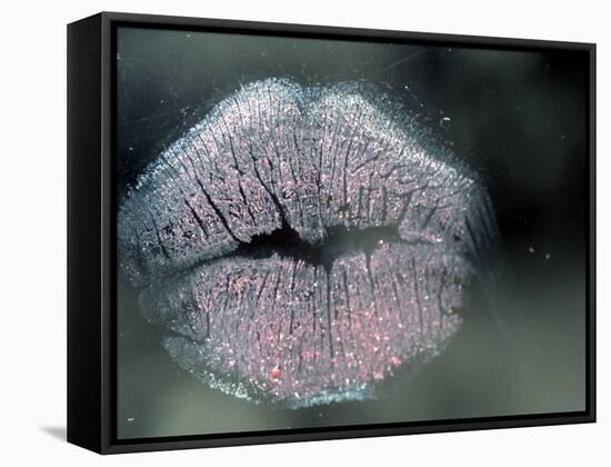 Lip Imprint on Window-William Sutton-Framed Stretched Canvas