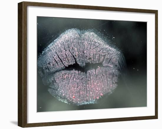 Lip Imprint on Window-William Sutton-Framed Photographic Print