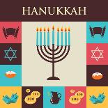 Vector Illustrations of Famous Symbols for the Jewish Holiday Hanukkah-LipMic-Mounted Art Print