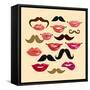 Lips and Mustaches-Macrovector-Framed Stretched Canvas