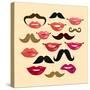 Lips and Mustaches-Macrovector-Stretched Canvas