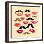 Lips and Mustaches-Macrovector-Framed Art Print
