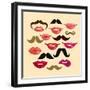 Lips and Mustaches-Macrovector-Framed Art Print