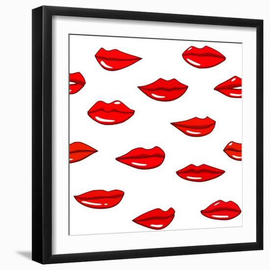 Lips Pattern-Lana L-Framed Art Print