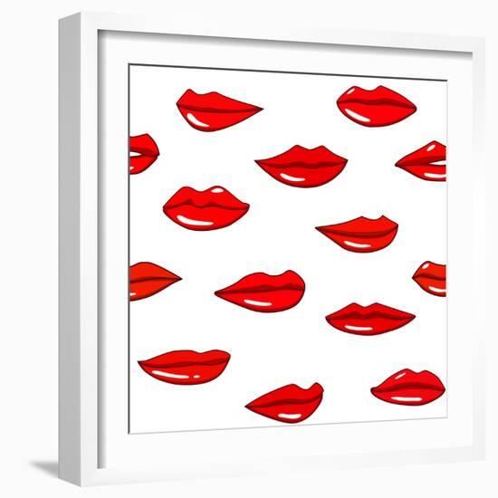 Lips Pattern-Lana L-Framed Art Print