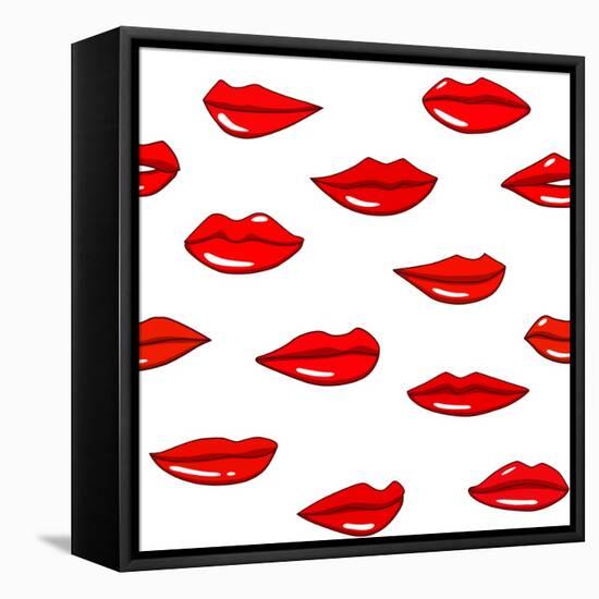 Lips Pattern-Lana L-Framed Stretched Canvas