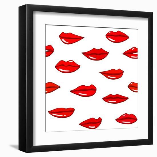 Lips Pattern-Lana L-Framed Art Print