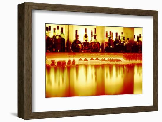 Liquor bottles and glasses, Paris, France-Panoramic Images-Framed Photographic Print