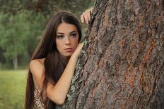 Beautiful Mysterious Woman in Forest-Lisa_A-Photographic Print