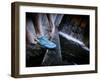 Lisa Eaton Laces Up Her Running Shoe Near a Water Feature at Freeway Park - Seattle, Washington-Dan Holz-Framed Premium Photographic Print