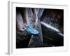 Lisa Eaton Laces Up Her Running Shoe Near a Water Feature at Freeway Park - Seattle, Washington-Dan Holz-Framed Photographic Print